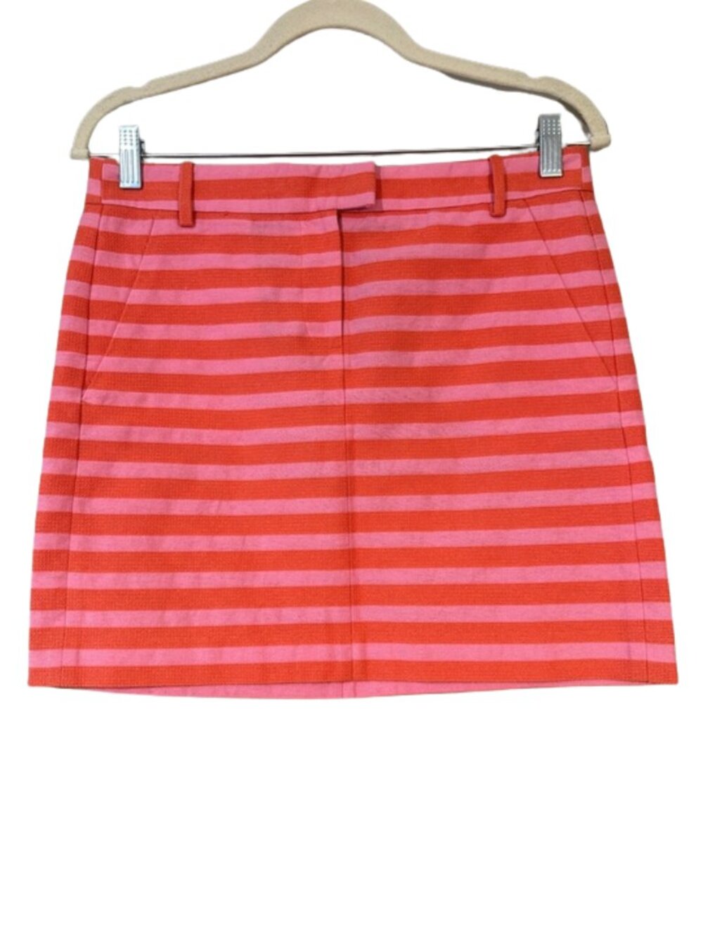 J.Crew Coral Pink Striped Mini Skirt Size 2 Preppy Summer Skirt